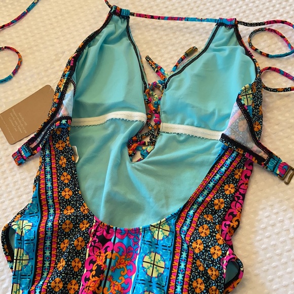 NWT! HOBIE Bright Multicolor One Piece Swimsuit - Picture 9 of 13